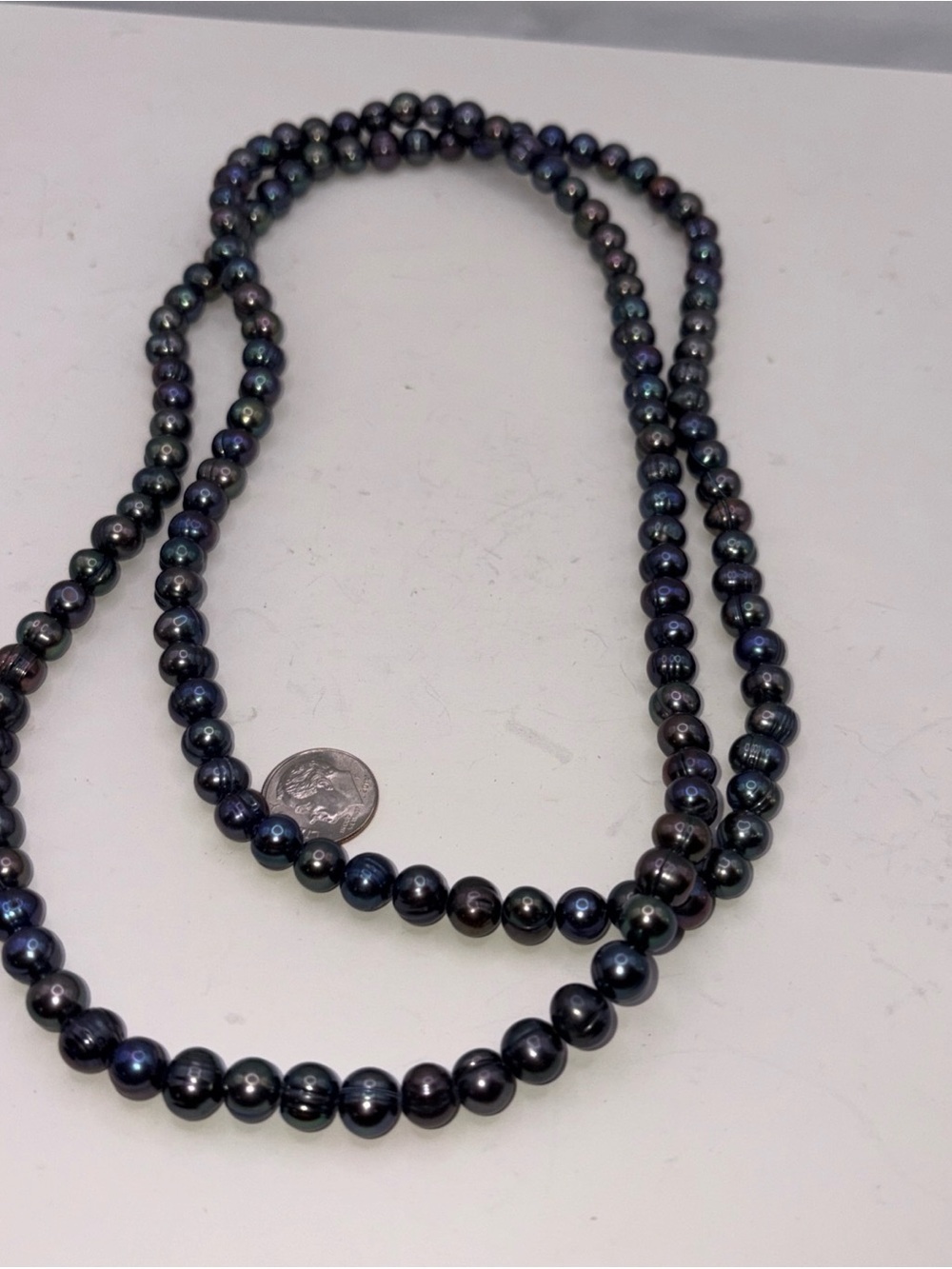 40 Inch Long 5-6 mm Black Peacock Freshwater Pearl Rope Necklace